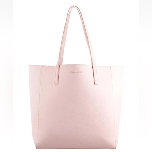 Monique Lhullier Vegan Leather Tote Bag Pink Handbag 14x18 in - Picture 13 of 14